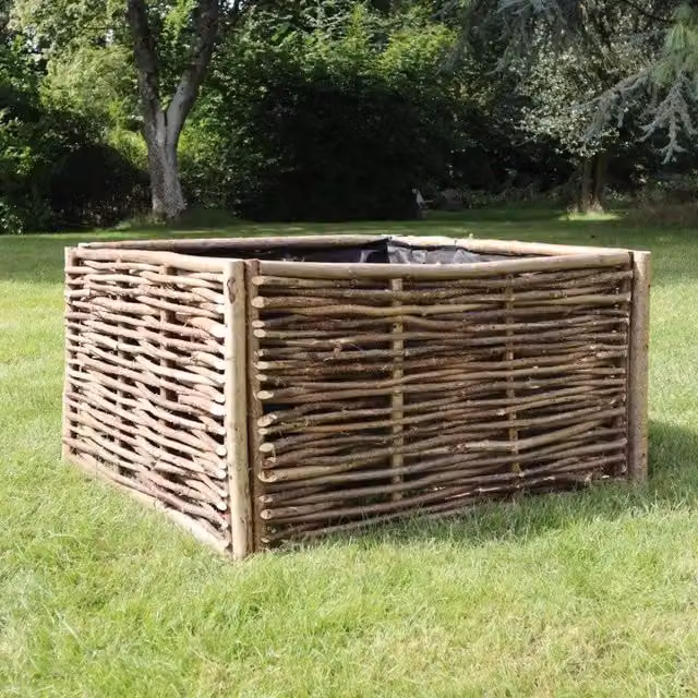Woven Wood Hazel Raised Bed Planter in Brown, 400 l