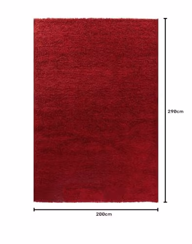 Serdim Rugs Red Plain Modern Shaggy Living Room Area Rug, W: 200 cm, L: 290 cm – 2