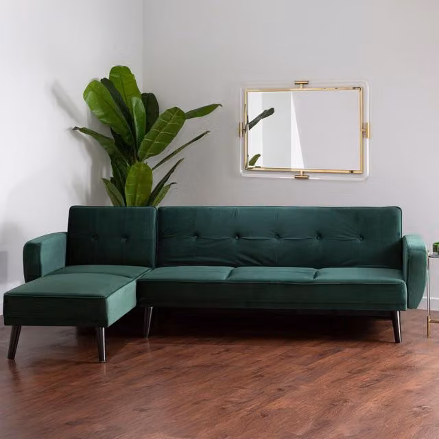 Interiors by Premier Serene 3 Seat Green Velvet Click Clack Sofa Bed – 2