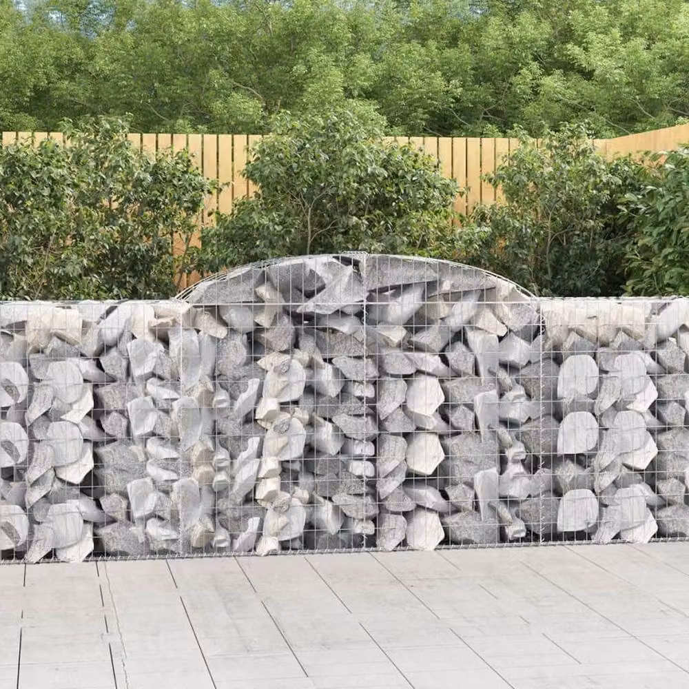 Berkfield Home Arched Gabion Baskets, 2 Piece Set, Silver Galvanised Steel, W: 300 cm, D: 50 cm, H: 100-120 cm – 2