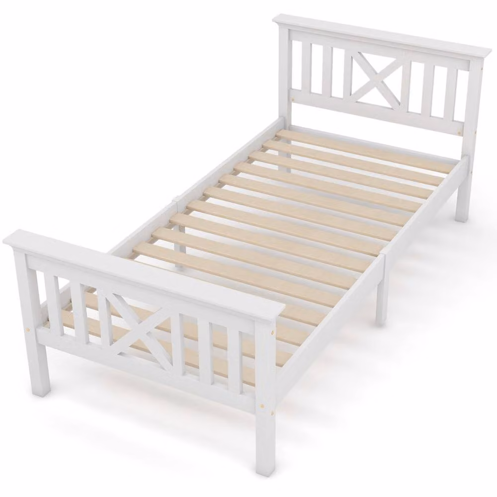 Merax White Wooden Single Bed Frame with Storage Drawers, W/D/H: 90 x 190 cm – 4