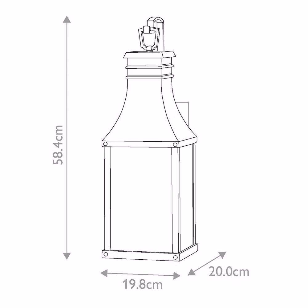 Netlighting Beacon Hill 2 Light Medium Outdoor Wall Lantern in Museum Black with Transparent Glass, IP44 Rated – 2