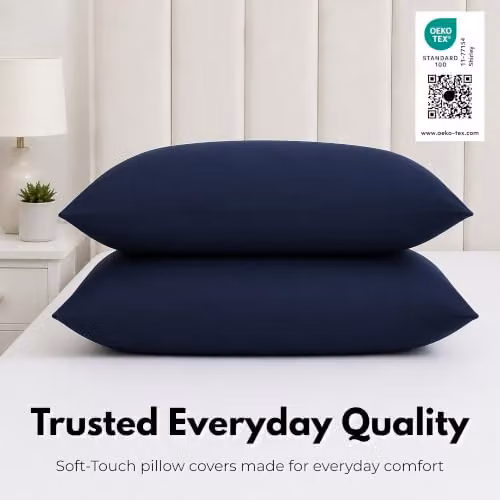 MHG Living Navy Pintuck Super King Duvet Cover Set with Fitted Sheet and 4 Pillowcases, 260 x 220 cm – 8