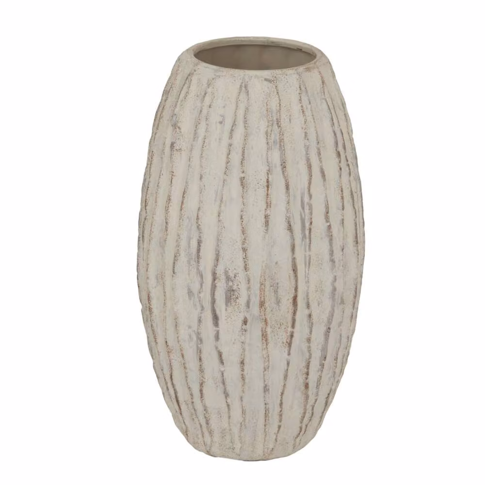Wyld Haus Wildbloom Large White Ceramic Fin Vase, H 27.0 cm x W 27.0 cm x D 49.0 cm – 2