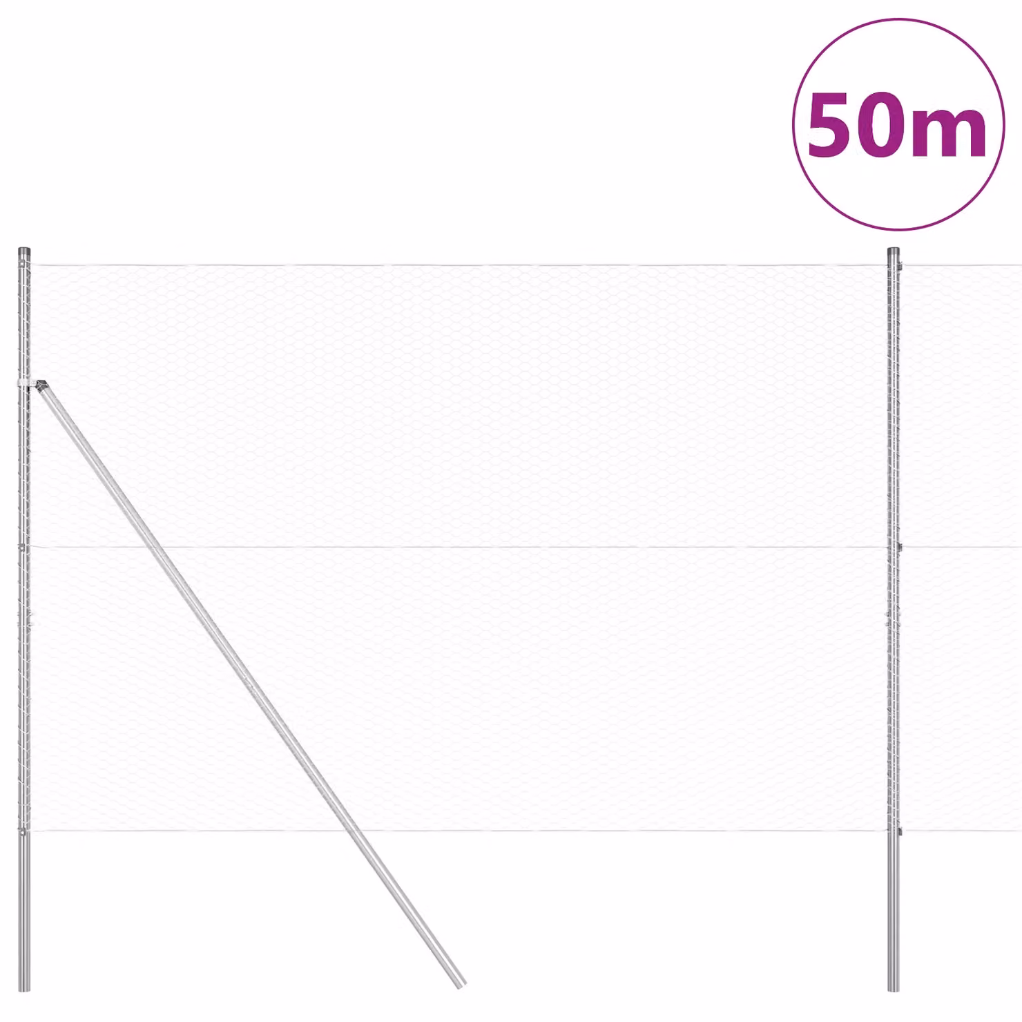 Berkfield Home Silver Galvanised Steel Hexagon Fence, H: 160 cm x L: 50 m – 2