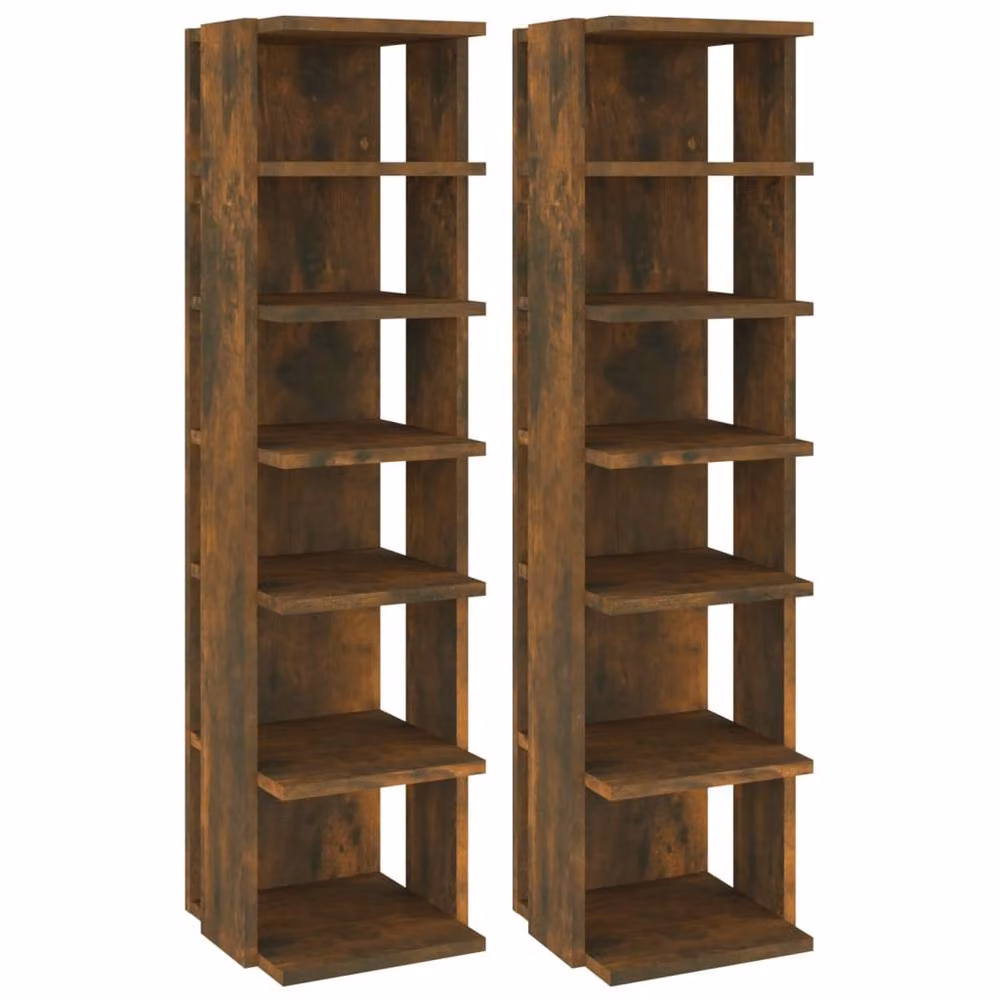 Berkfield Home Set of 2 Smoked Oak Shoe Racks, Brown, W/D/H: 27.5 x 27.0 x 102.0 cm – 3