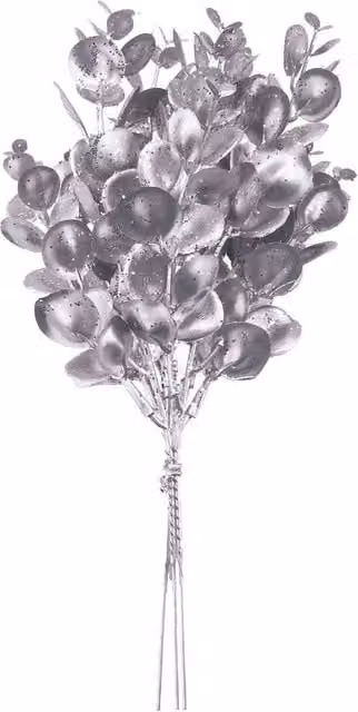 VFM e-Store Silver Eucalyptus Floral Christmas Bush Decoration, H 28 cm x W 16 cm – 1