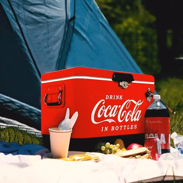 Koolatron Red Ice Chest Cooler with Metal Clamp and Rubber Seal
