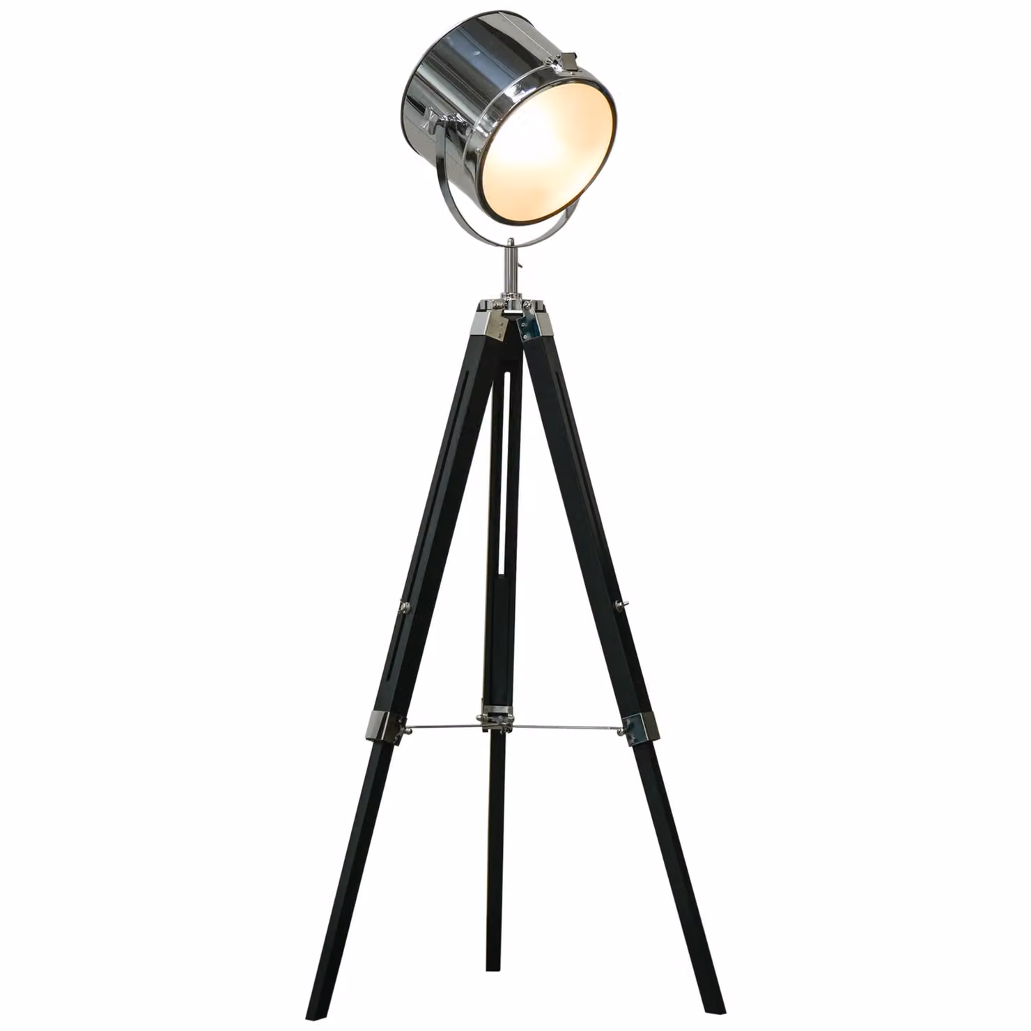 HOMCOM Industrial Style Adjustable Tripod Floor Lamp in Silver – 2