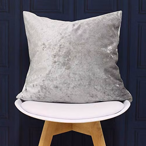 Paoletti Verona Silver Crushed Velvet Square Polyester Filled Cushion W/D/H: 55 x 55 x 55 cm – 2