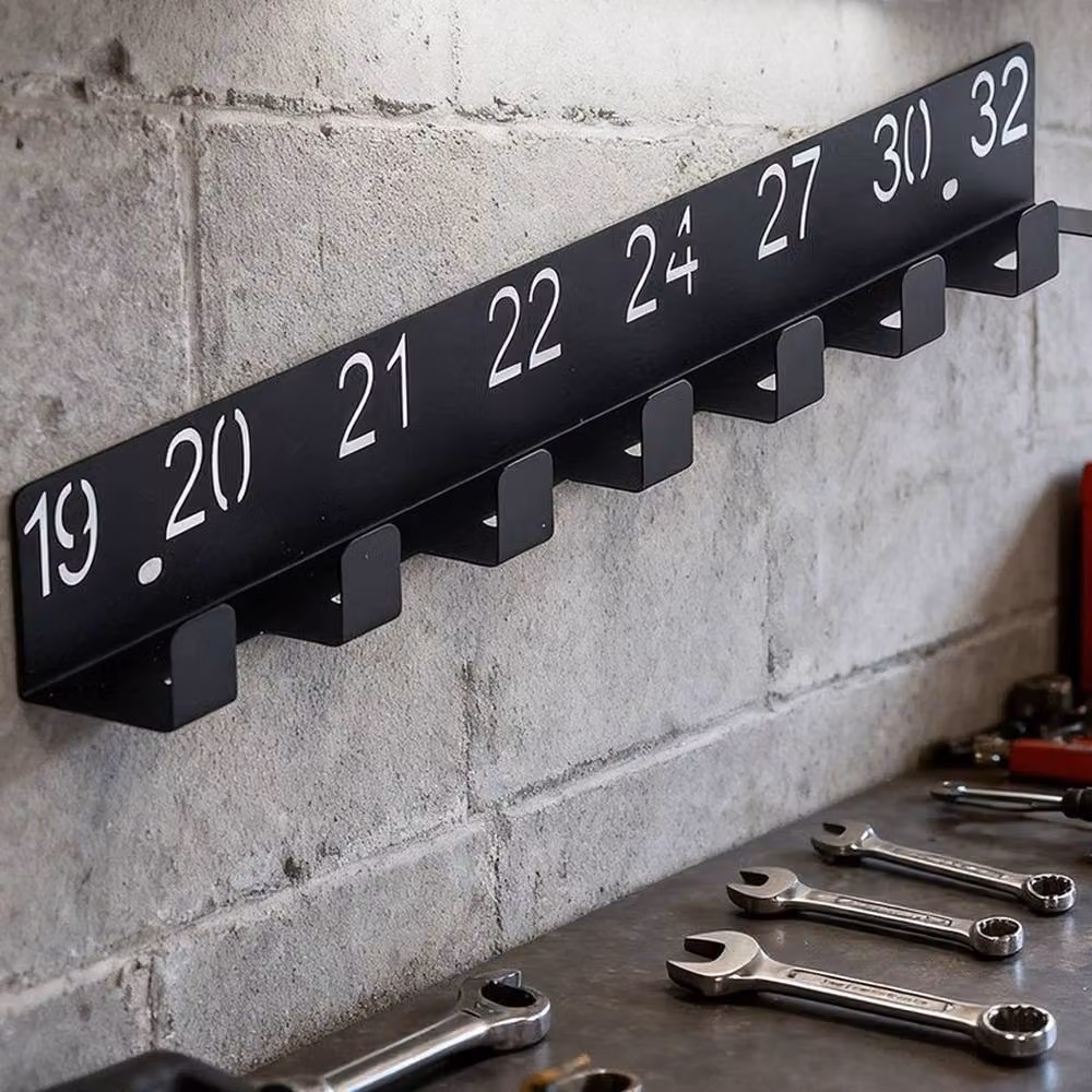FLAVORA Set of 2 Wall Mounted Wrench Holder and Screw Organiser, Black, Width: 50 cm – 6