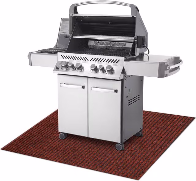 RugsX Red Striped Protective Grill Mat, W/D/H: 180 x 100 x 1 cm
