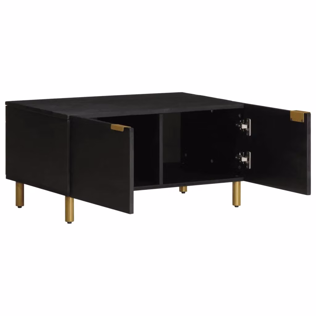 Berkfield Home Black Rectangular Coffee Table with Metal Legs, W/D/H: 80 x 50 x 40 cm – 2