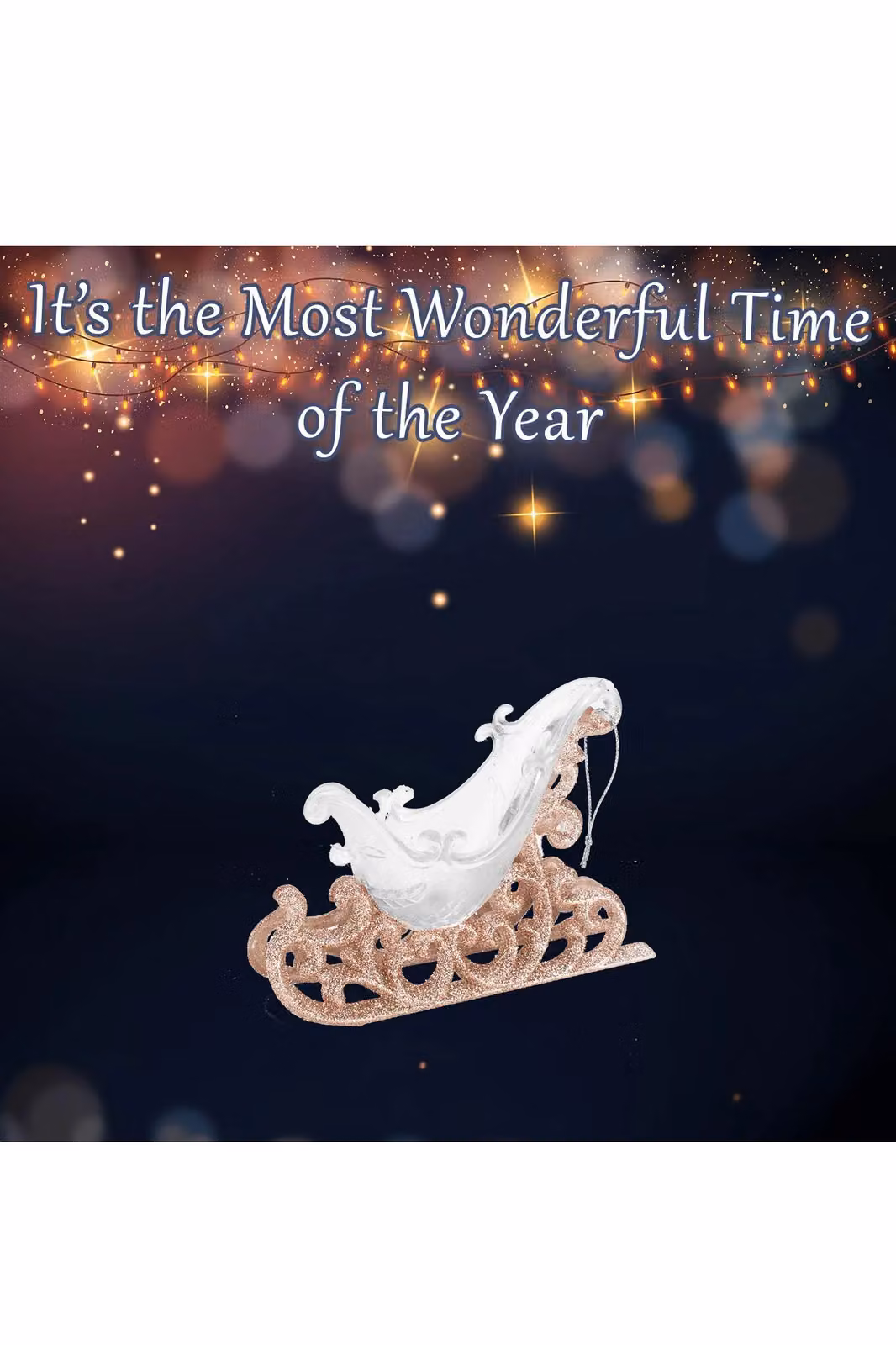 VFM e-Store Large Glitter Sleigh Christmas Tree Hanging Ornament, Gold, 14 cm – 2