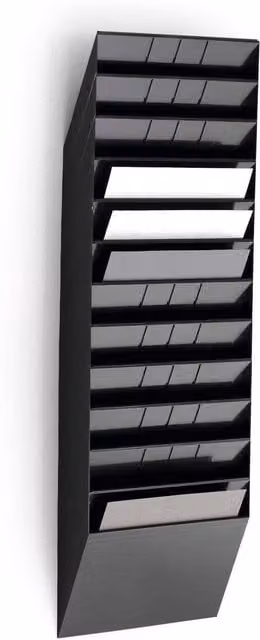 Durable Flexiboxx 12 Wall Mounted Literature Tray, A4 Landscape, Black