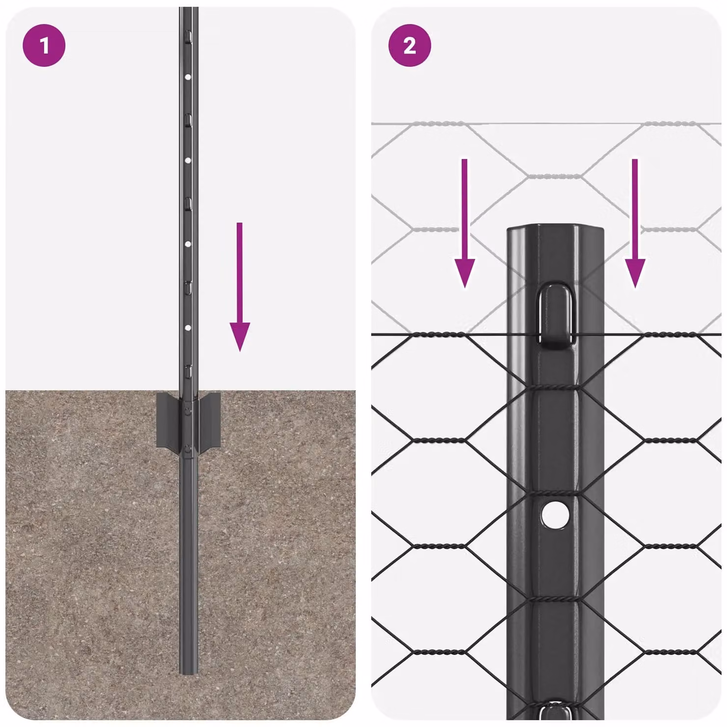 Berkfield Home Grey Steel Hexagon Fence and U-Channel Fence Posts Set, 11 pcs, Height: 80 cm – 4