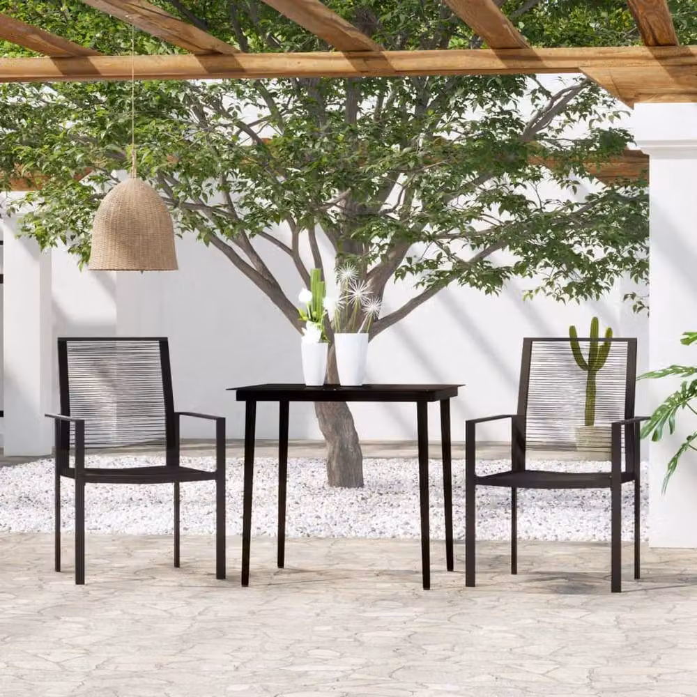 Berkfield Home 3 Piece Modern Garden Dining Set in Black – 1