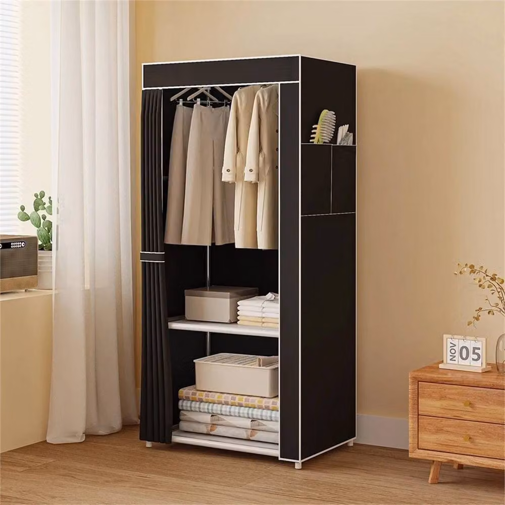SPETLEK Canvas Wardrobe in Black, W/D/H: 56 x 44 x 146 cm – 2