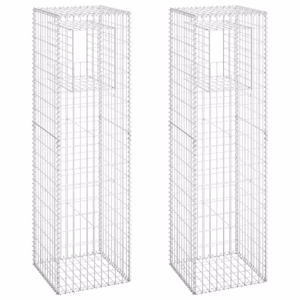 Berkfield Home Silver Iron Gabion Basket Posts, 2 pieces, W/D/H: 50 x 50 x 180 cm – 2