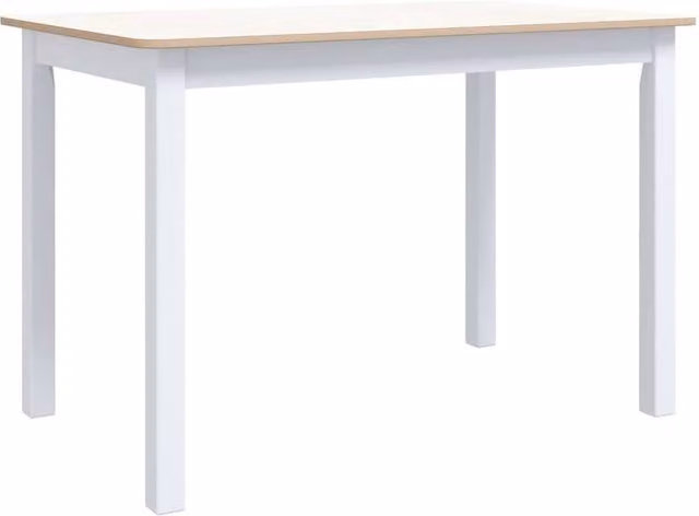 Berkfield Home Rectangular Dining Table in White and Brown, Solid Rubberwood and MDF, W/D/H: 114 x 71 x 75 cm – 1