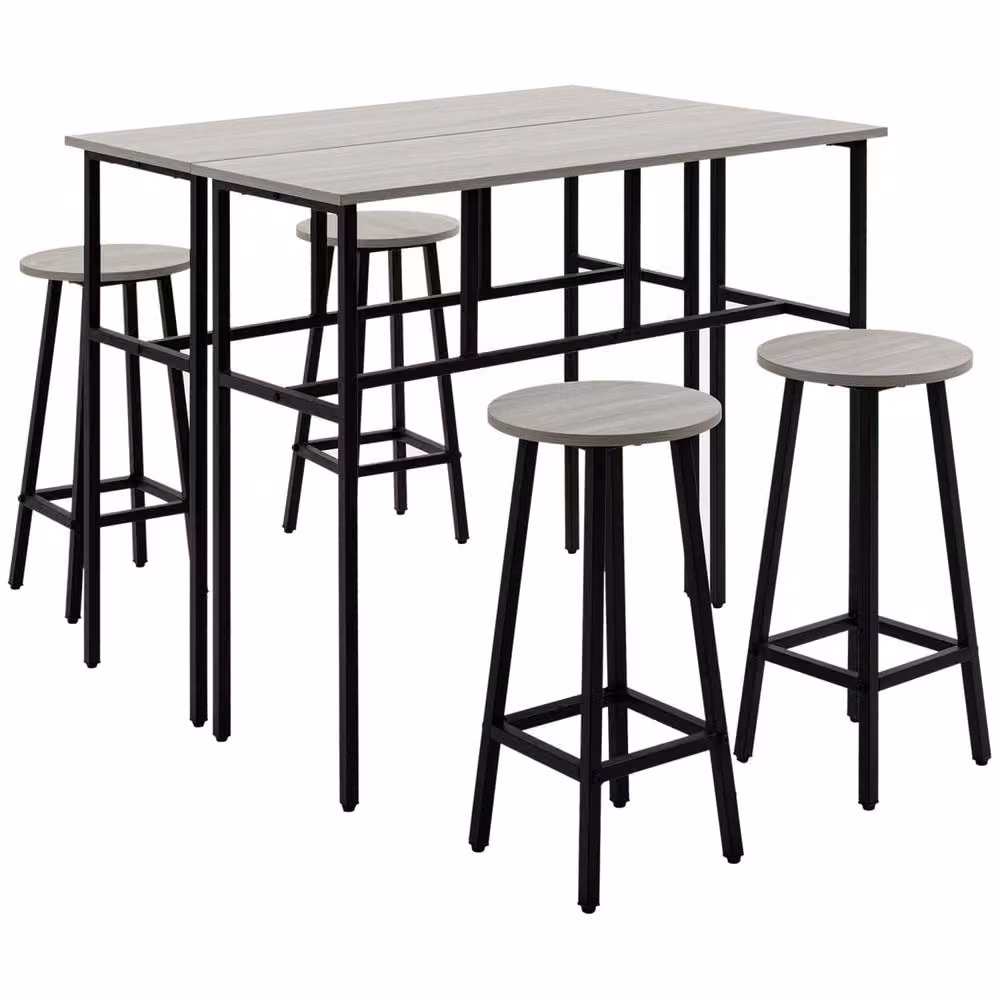 Wyld Haus Lura Rika 6 Piece Grey Bar Dining Set with 2 Tables and 4 Stools – 2
