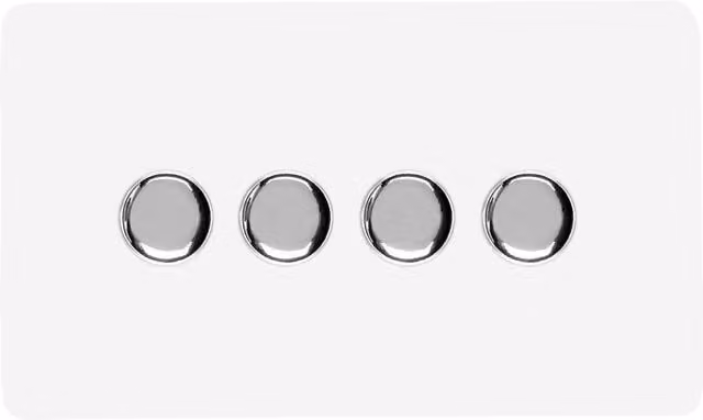 Trendi 4 Gang 2 Way 100w LED Dimmer Screwless 10 Amp Light Switch in Ice White