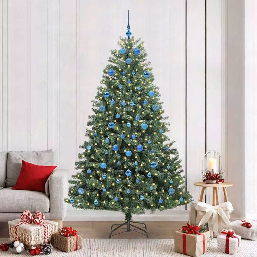 Berkfield Home Realistic Artificial Hinged Christmas Tree in Green, H 210 cm – 2