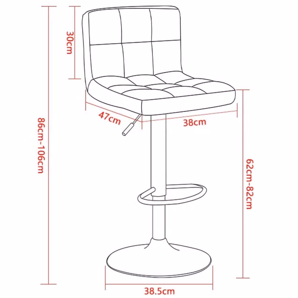 SPETLEK Set of 2 Black Faux Leather Swivel Bar Stools with Metal Frame – 2