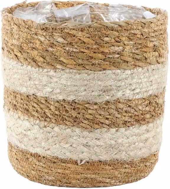 KDMD Natural Seagrass and Braided Jute Basket in Brown and Beige, 2 Pack, W/D/H: 16 x 16 x 16 cm – 1