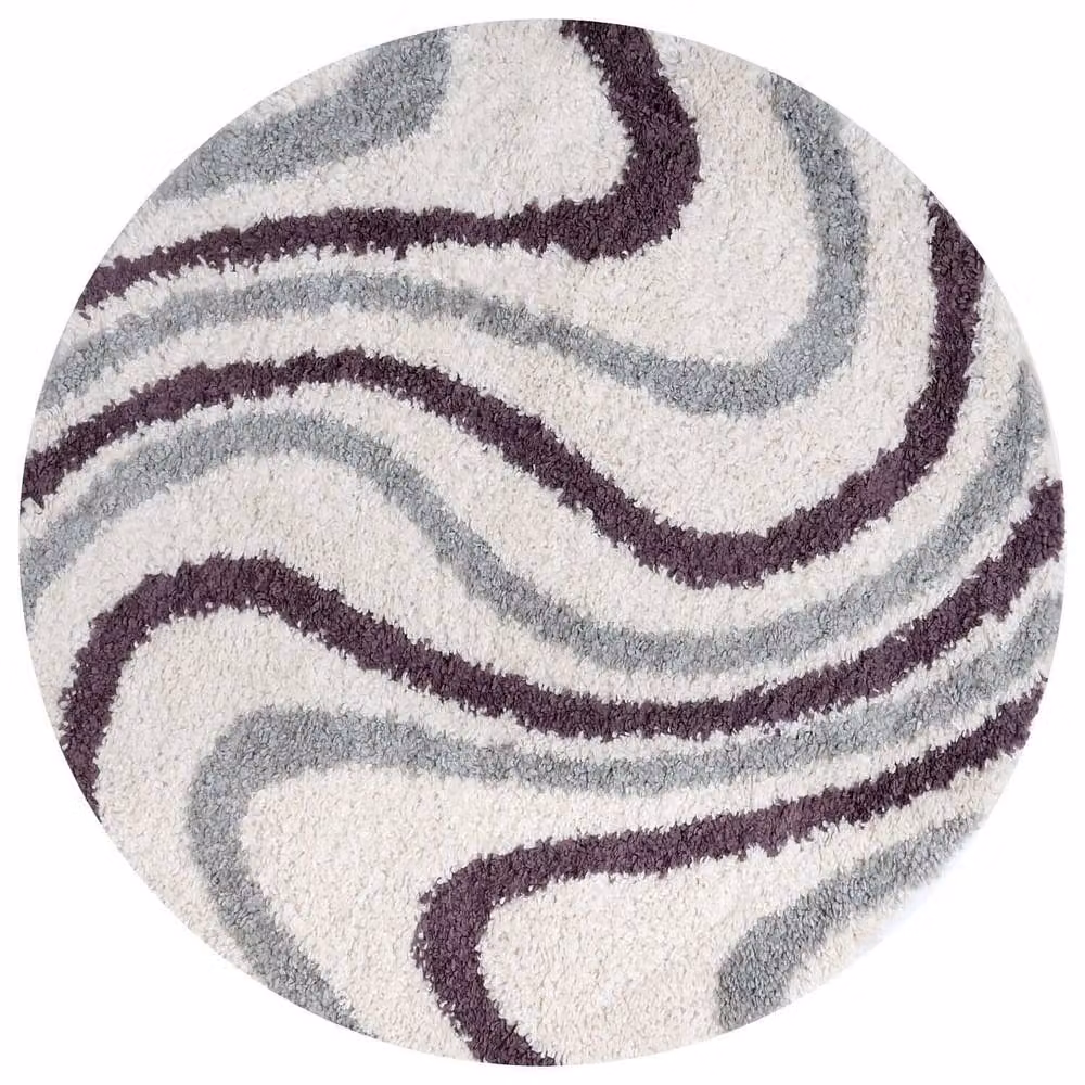 THE RUGS Moodi Wavy Design Shaggy Soft High Pile Living Room Rug in Purple, W/D: 120 x 170 cm – 9