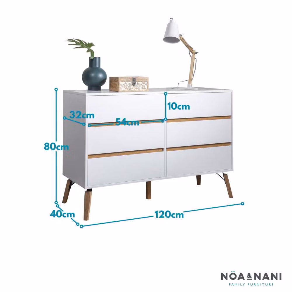 Nöa and Nani Otto 6 Drawer Chest of Drawers in White Pine Wood – 2
