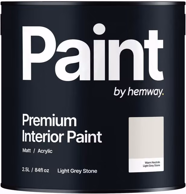 Hemway Matt Acrylic Interior Paint in Light Stone Grey, 2.5L