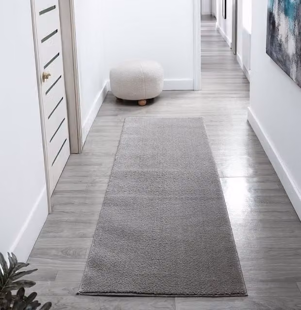 Desire Rugs Plain Modern Rectangular Area Rug in Grey, W: 60 cm, L: 200 cm