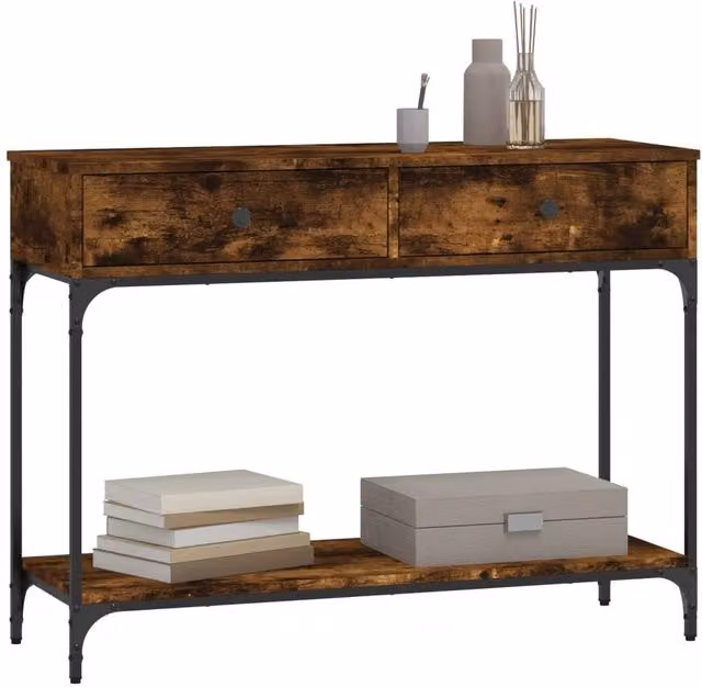 Berkfield Home Decorative Console Table in Smoked Oak Brown, W/D/H: 100 x 34.5 x 75 cm – 1