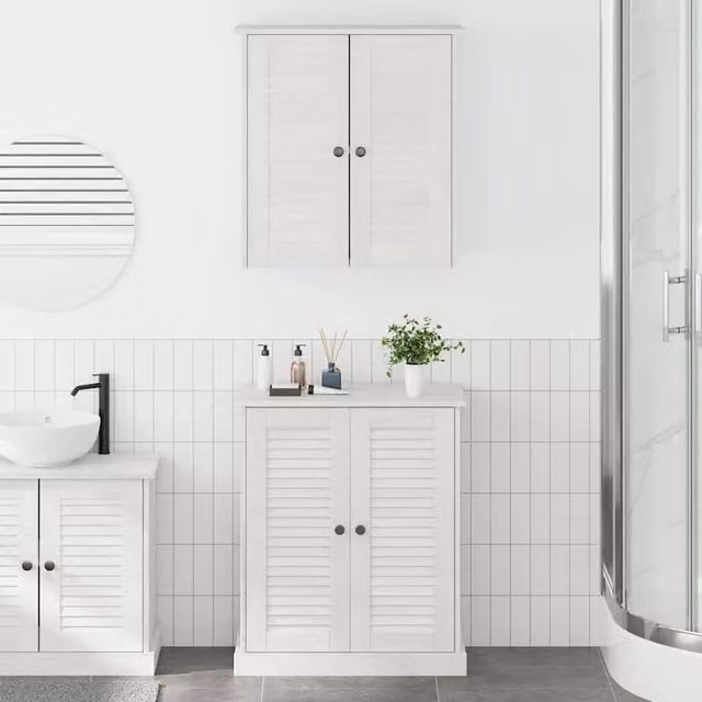 Berkfield Home 2-Piece White Bathroom Furniture Set with Wall Cabinet and Storage Shelf