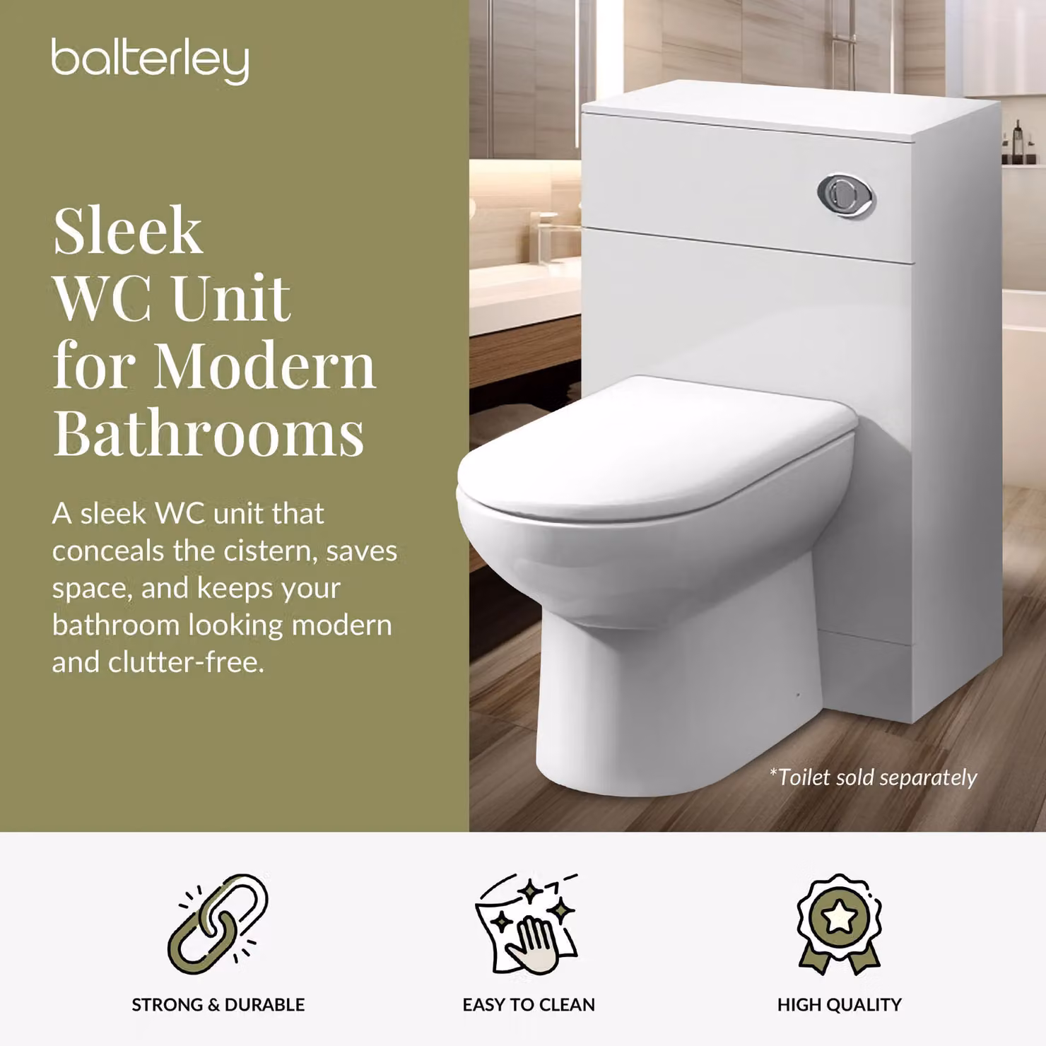 Balterley Slimline Gloss White Freestanding WC Unit 600mm – 2