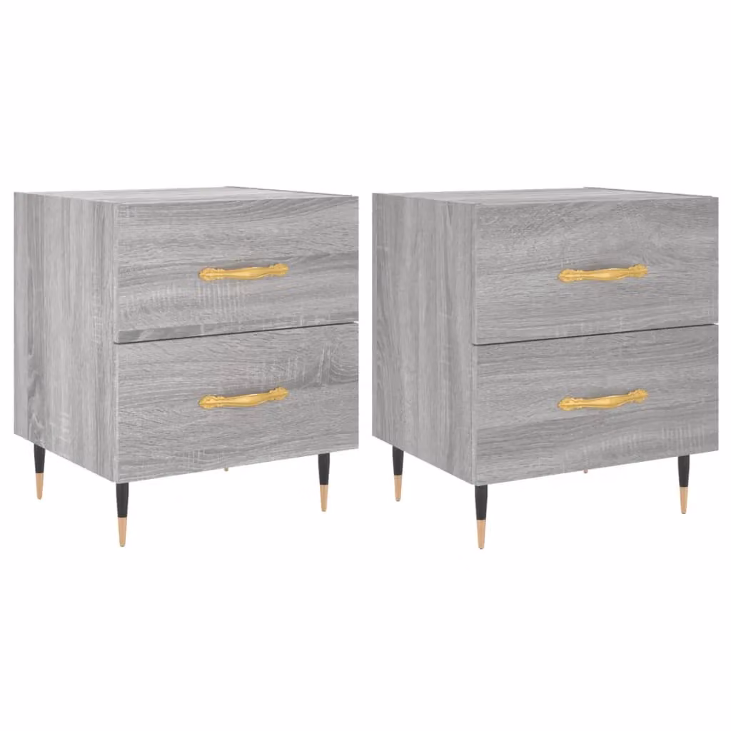 Berkfield Home Set of 2 Grey Sonoma Bedside Cabinets, W/D/H: 40 x 35 x 47.5 cm – 2