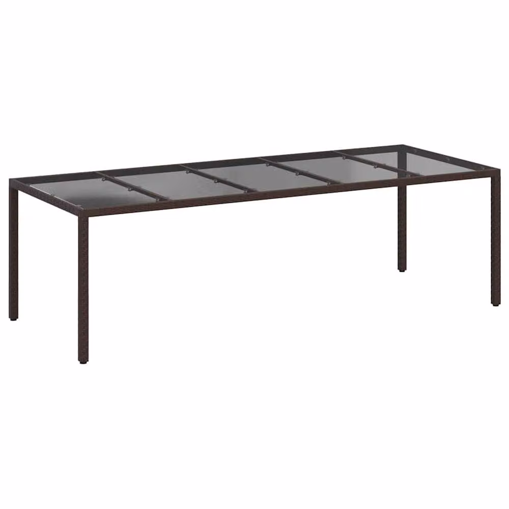 Berkfield Home Brown Poly Rattan Garden Dining Table W: 250 cm, D: 100 cm, H: 75 cm – 2
