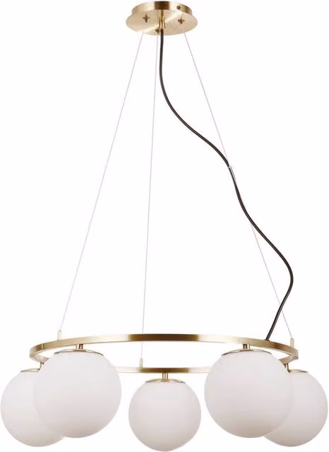 Netlighting Larosa Globe Pendant Ceiling Light in Gold and White with 5 x E27 Sockets