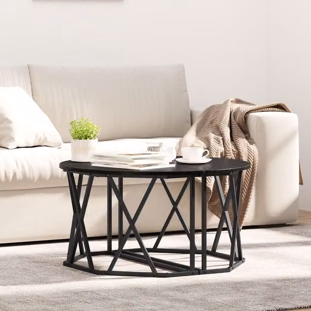Berkfield Home Black Oak Coffee Table in Black Engineered Wood, W/D/H: 80 x 80 x 42 cm
