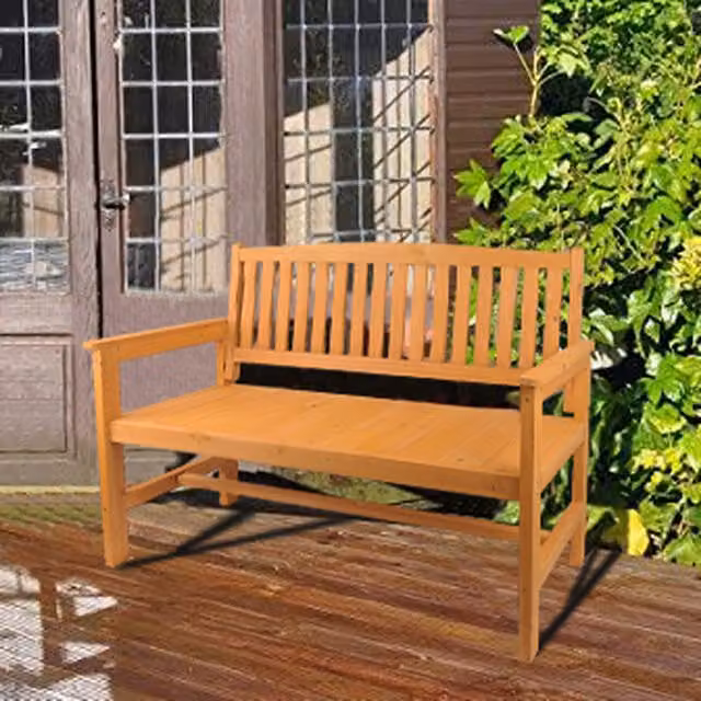 Groundlevel Modern Brown Wooden 2 Seater Garden Bench