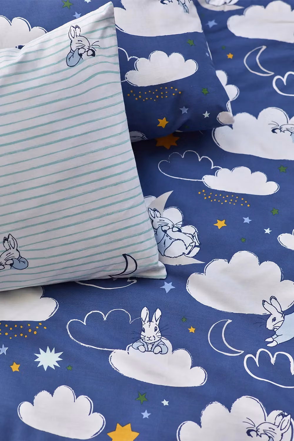 Riva Home Peter Rabbit Reversible Striped Polycotton Childrens Duvet Cover Set in Blue, W/H: 135 x 200 cm – 3