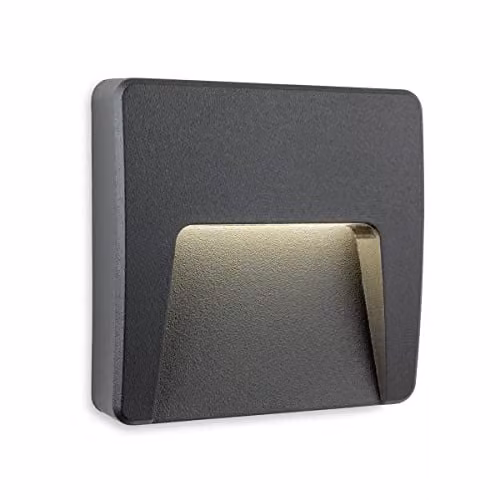 Netlighting Golf Square Outdoor Integrated LED Surface Mounted Wall and Step Light in Grey IP65 – 1