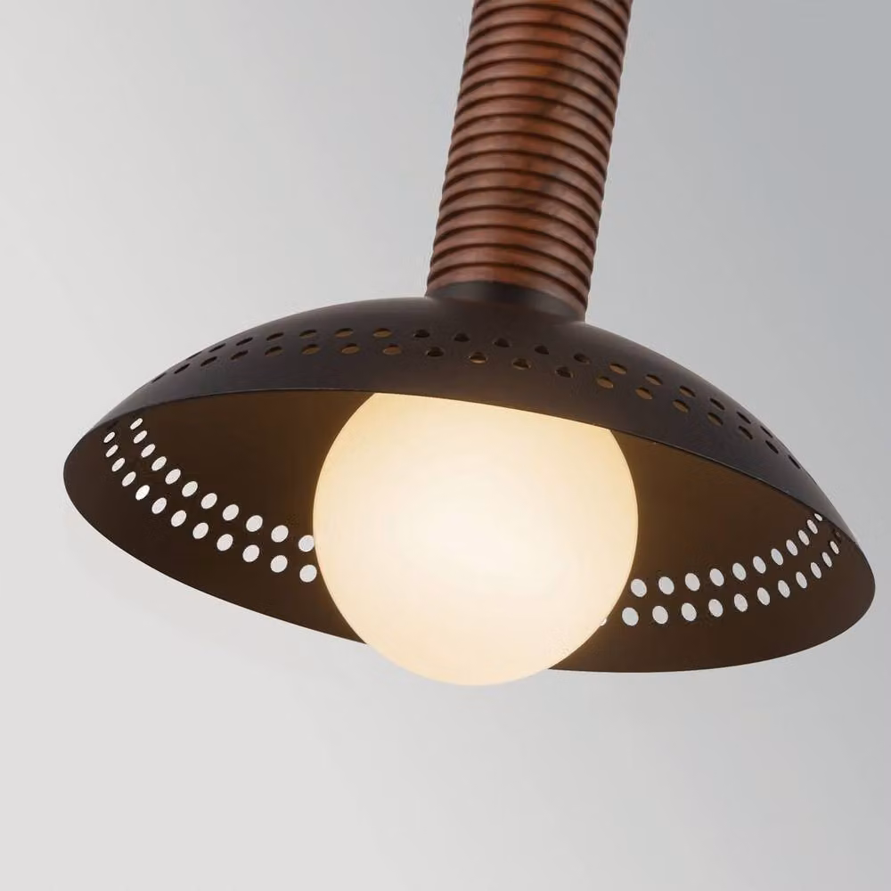 Netlighting Arden Mini LED Pendant Light in Matte Black and Walnut Wood Veneer, Warm White 3000K – 2