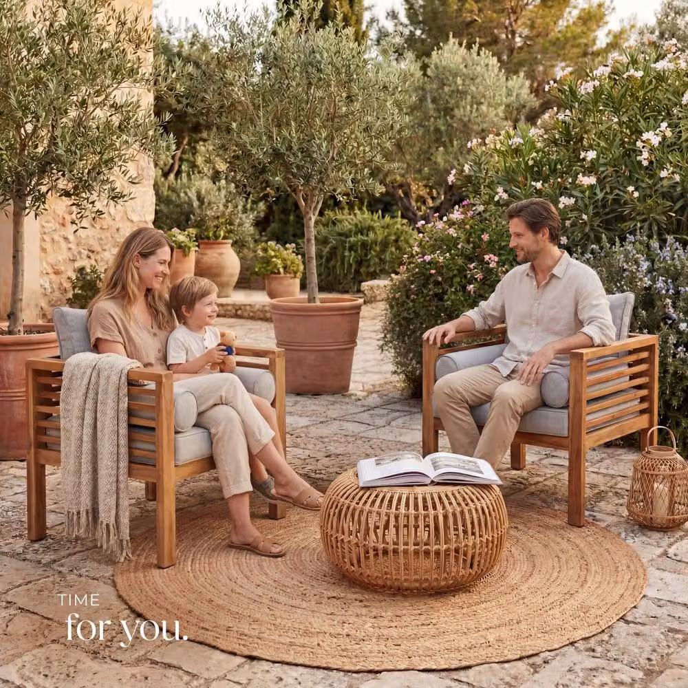 tectake Boka 2 Seater Garden Chair in Brown Lacquered Acacia Wood – 6