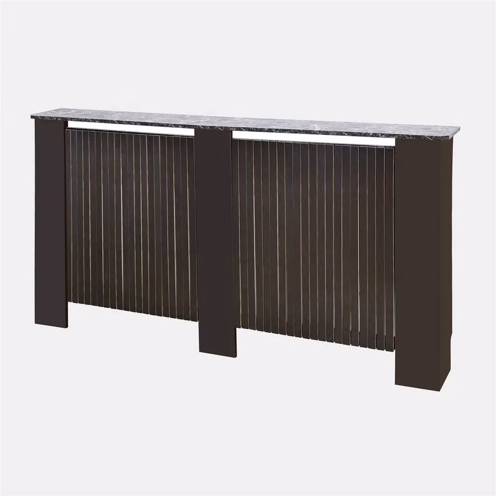 OHS Large Ribbed Radiator Cover in Black Matt Engineered Wood W/D/H: 150 x 19 x 82 cm – 2