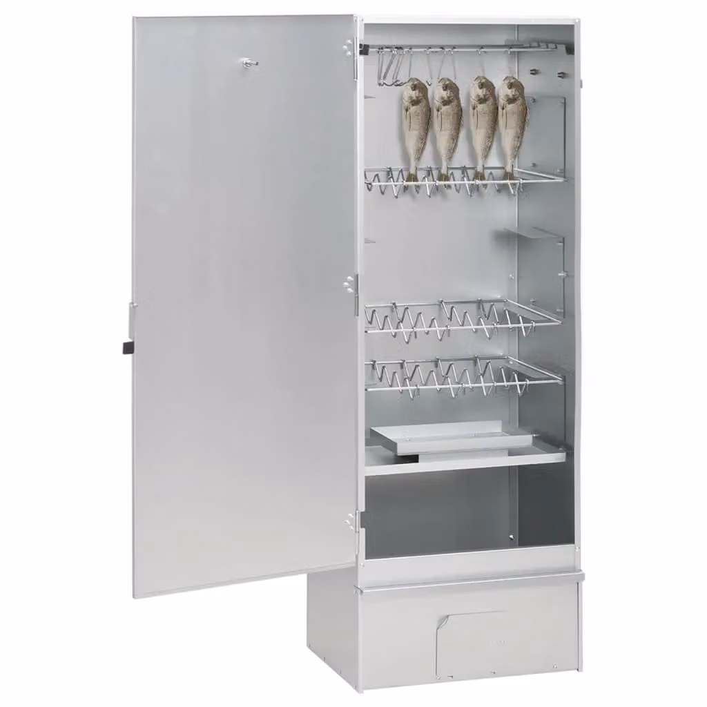 Berkfield Home BBQ Oven Smoker with Wood Chips, Silver Galvanised Steel, H 110 x W 44.5 x D 29 cm – 2