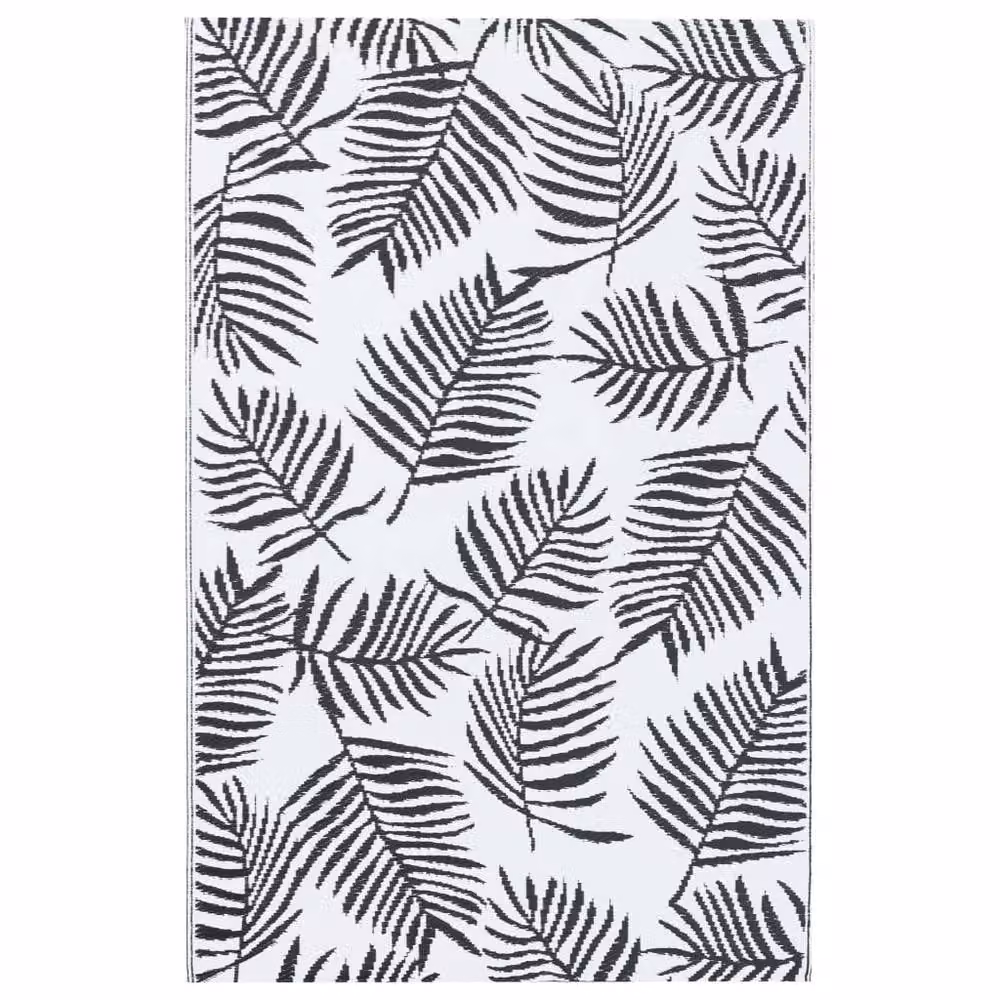 Berkfield Home Outdoor Floral Carpet in White and Black, W: 160 cm, D: 230 cm – 3