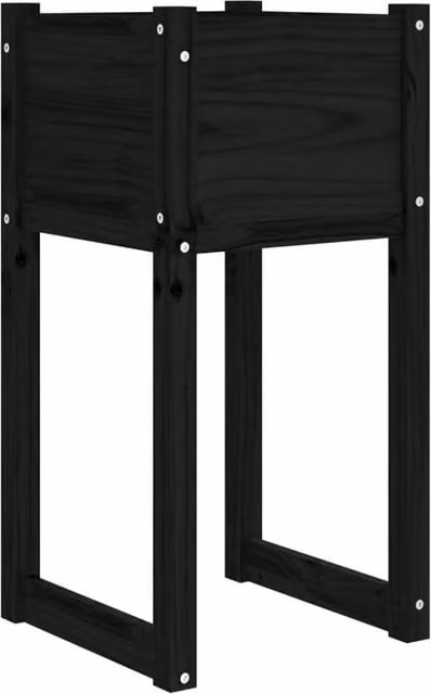 Berkfield Home Black Wooden Raised Bed Planter in Pine, W/D/H: 40 x 40 x 81 cm