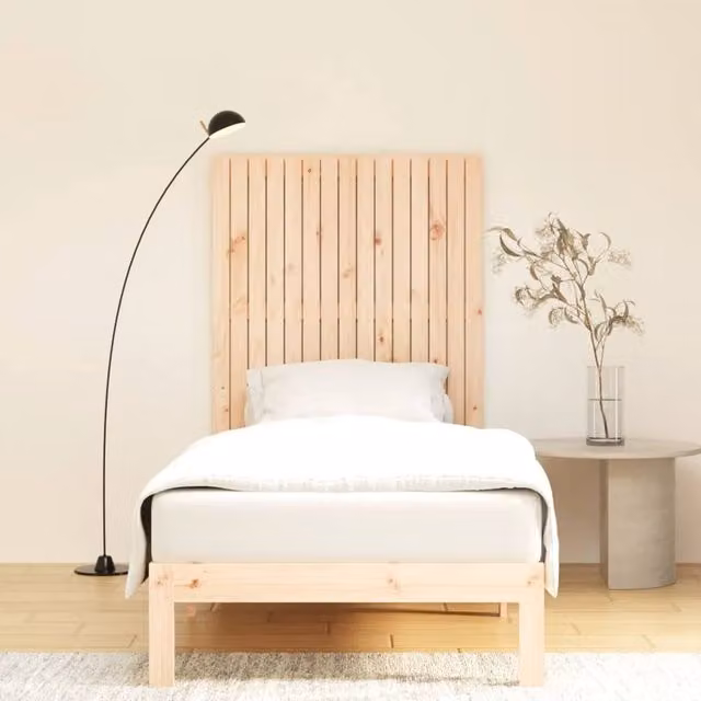 Berkfield Home Wall Mount Solid Pine Wood Headboard in Natural, W/D/H: 95.5 x 3 x 110 cm